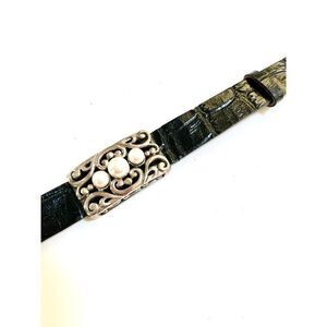 Black Leather Ornate Sterling Silver Vintage Bracelet #classic bracelet #vintage
